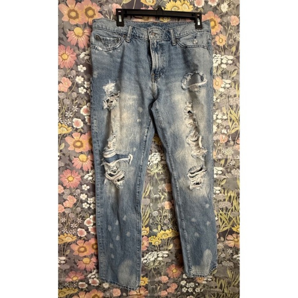 Abercrombie Fitch Rustin Athletic Slim‎ Jeans Mens 32W 32L Distressed Blue Wash